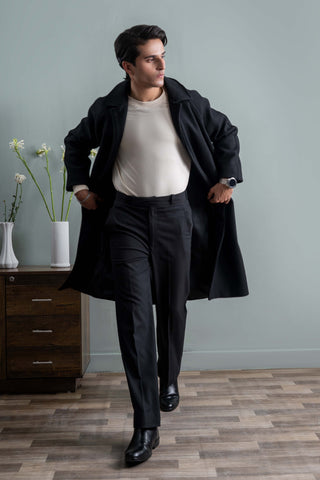 Noir Wool Overcoat