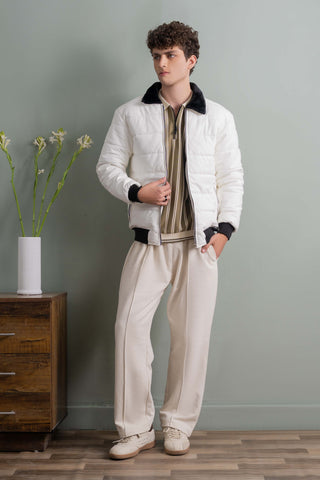 White Puffer Bomber Jacket