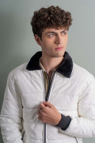 White Puffer Bomber Jacket