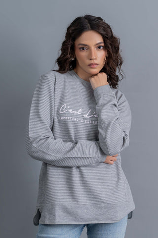Cloud Grey Ribbed Sweatshirt