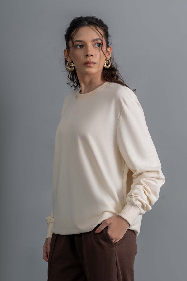 Cream Basic Sweatshirt