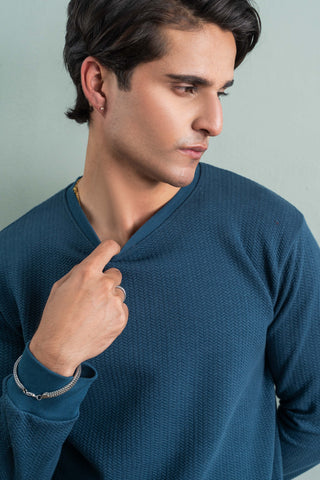 Teal Textured Sweatshirt