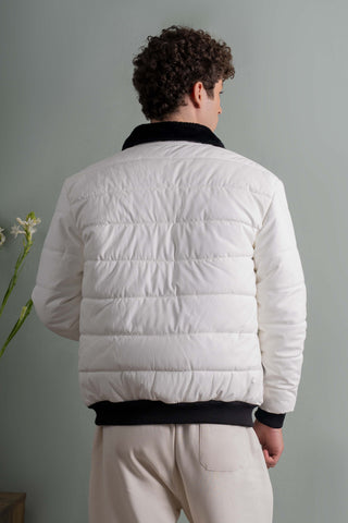 White Puffer Bomber Jacket