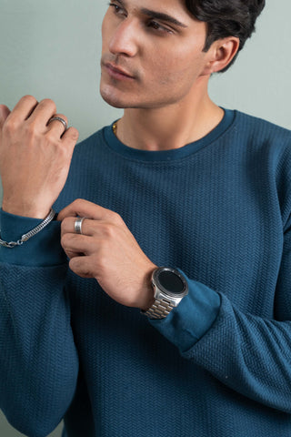 Teal Textured Sweatshirt