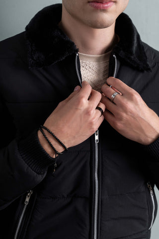 Black Padded Bomber Jacket