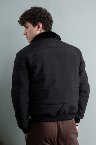 Black Padded Bomber Jacket