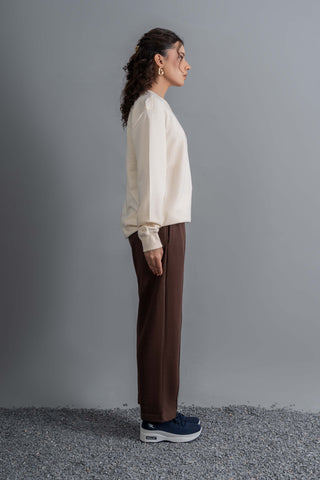 Cream Sweatshirt & Cocoa Trouser Set