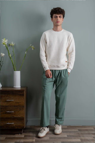 Ivory Texture Knit Sweatshirt