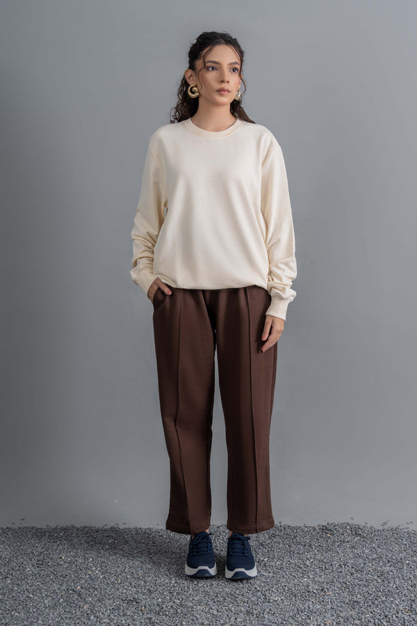 Cream Sweatshirt & Cocoa Trouser Set