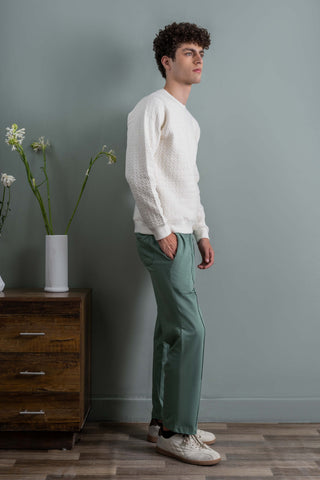 Ivory Texture Knit Sweatshirt