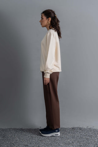 Cream Sweatshirt & Cocoa Trouser Set