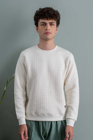 Ivory Texture Knit Sweatshirt