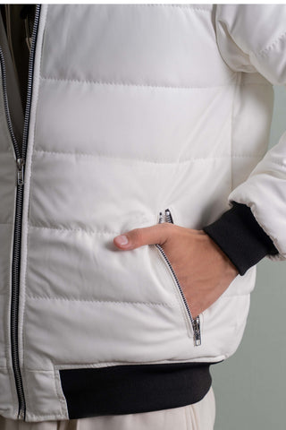 White Puffer Bomber Jacket