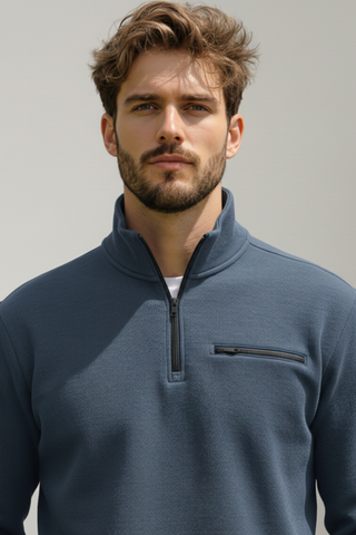 Men’s Blue Half-Zip Sweatshit