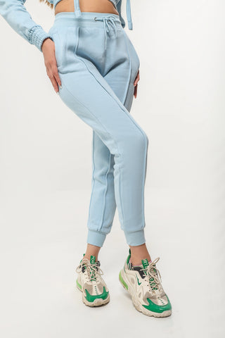 Sky Blue Cropped Tracksuit Set