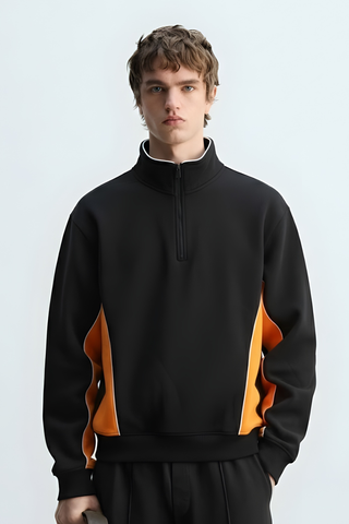 Black & Orange Quarter-Zip Track Sweatshirt