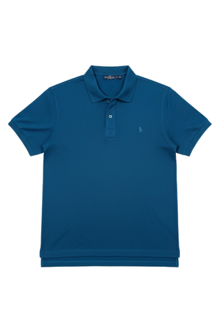 Classic Fit Polo Shirt for Men in Navy Teal Textured Fabric