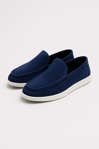 Navy Blue Suede Loafers