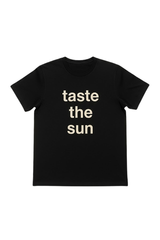 Taste the Sun Graphic Tee – Women's Black Cotton Statement T-Shirt