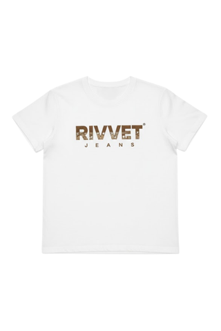 Women's White Cotton T-Shirt – Rivvet Jeans Logo Print