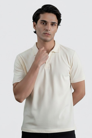 Cremino Light Cream Polo Shirt for Men – Premium Cotton Comfort