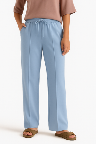 Serene Blue Flow Wide-Leg Trousers - Light Blue
