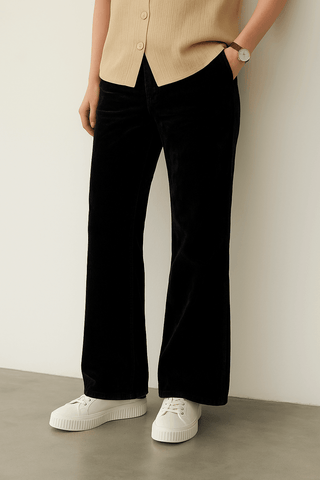 Women’s Black Velvet Flared Pants - Ecowears.pk