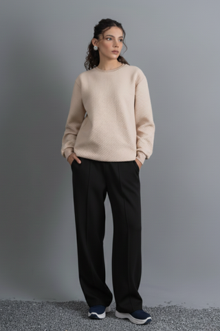 Shadow Luxe Wide-Leg Trousers - Black