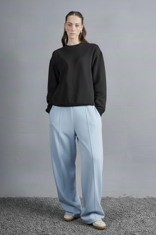 Serene Blue Flow Wide-Leg Trousers - Light Blue