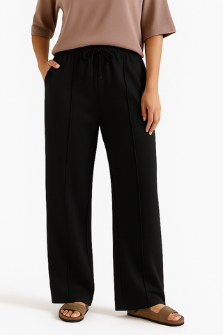 Shadow Luxe Wide-Leg Trousers - Black
