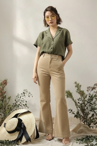 Women’s Camel Brown Corduroy Wide-Leg Pants