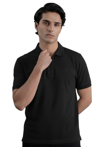 Solid Black Polo Shirt for Men