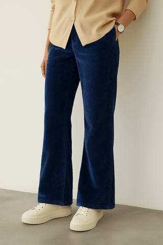 Women’s Navy Blue Corduroy Flared Pants - Ecowears.pk