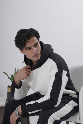Black & Off-White Colorblock Tracksuit