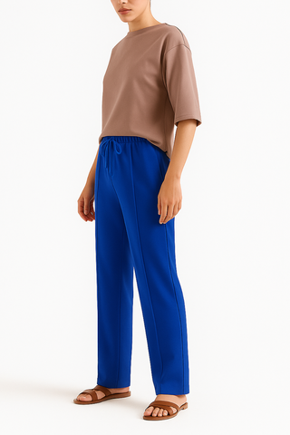 Deep Royal Blue Wide-Leg Trousers