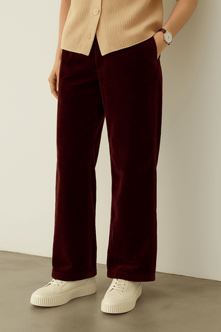 Women’s Maroon Corduroy Wide-Leg Pants - Ecowears.pk