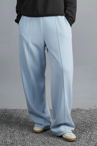 Serene Blue Flow Wide-Leg Trousers - Light Blue