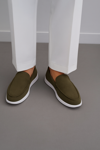 Olive Green Slip-On Loafers