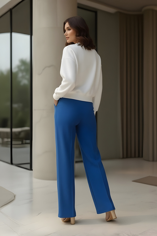 Deep Royal Blue Wide-Leg Trousers