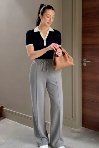 Slate Drift Drawstring Trousers- Light Grey