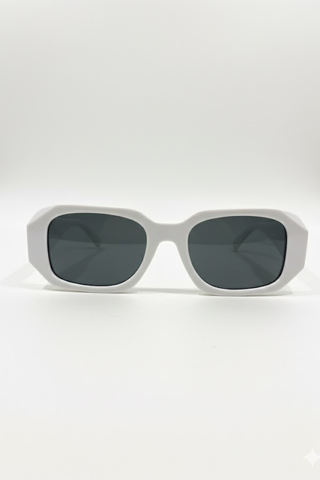 White Bold Frame Sunglasses