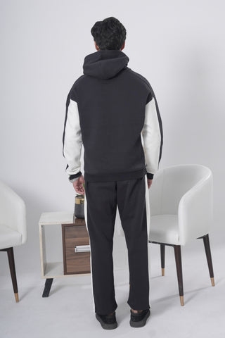Black & Off-White Colorblock Tracksuit