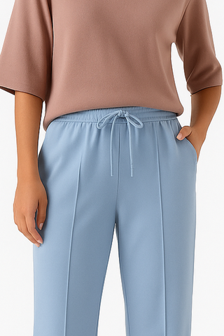 Serene Blue Flow Wide-Leg Trousers - Light Blue