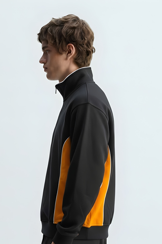 Black & Orange Quarter-Zip Track Sweatshirt