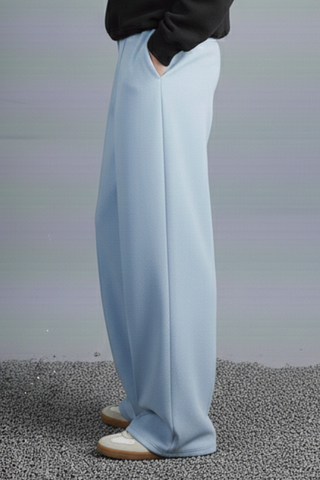 Serene Blue Flow Wide-Leg Trousers - Light Blue
