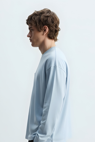 Light Blue Graphic Pocket Sweatshirt