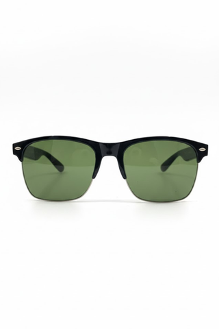 Classic Black Green-Tint Sunglasses