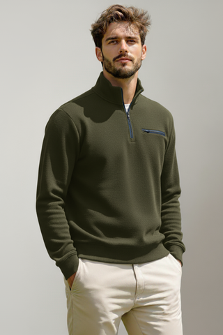Men’s Olive Green Half-Zip Sweatshirt