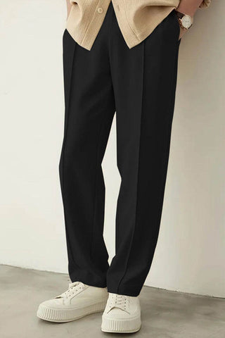 Noir Elegance Relaxed-Fit Trousers - Black for Effortless Style and Comfort - Ecowears.pk