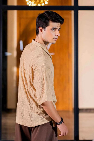 Beige Cream Textured Shirt for Effortless Style and Comfort - Ecowears.pk